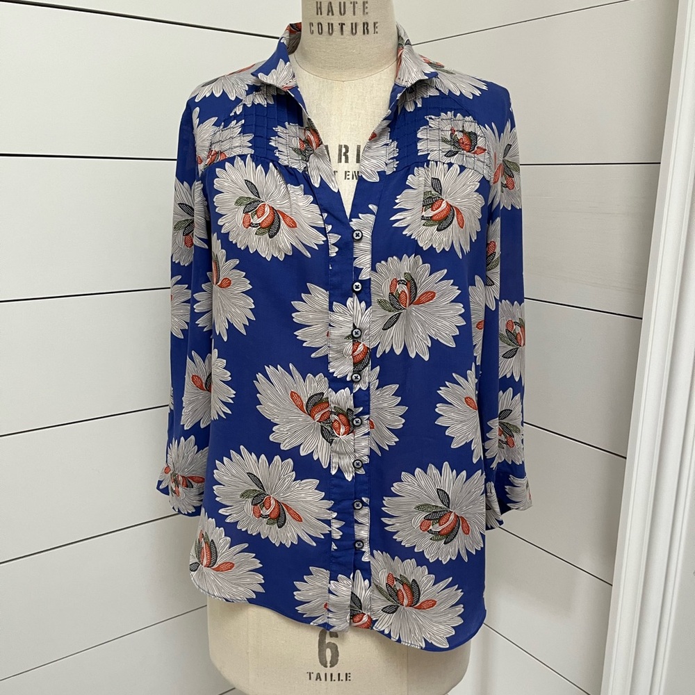 Anthropologie  14 of 52 Conversations Floral Button Down Blouse